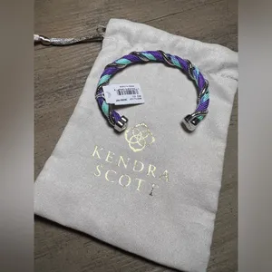 Kendra Scott • Masie Full Cuff Bracelet • Rhodium Perwinkle Mix • Nwt thumbnail 2