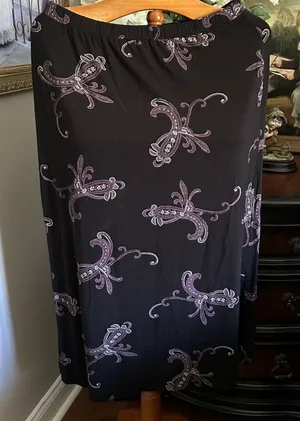 Karen Kane Vintage Black Purple Skirt Sz L thumbnail 1