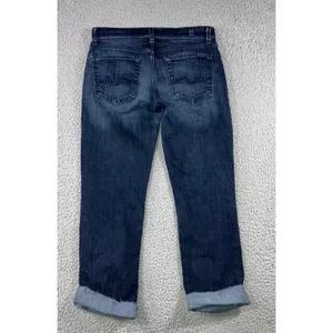 7 For All Mankind Cropped Jeans Women 27 Dark Wash Low Rise‎ Cuffed Hem Fit 28 thumbnail 2