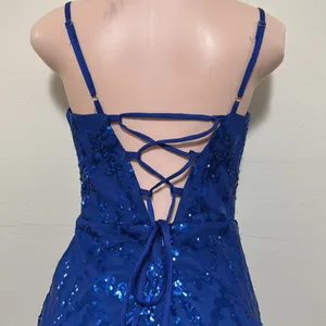 Blue Sequin Dress short woman size 4 wedding party nightclub homecoming thumbnail 6