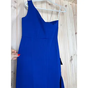 NWT Lulus Good Times Only Royal Blue One-Shoulder Maxi Dress Gala Wedding Sz M thumbnail 5