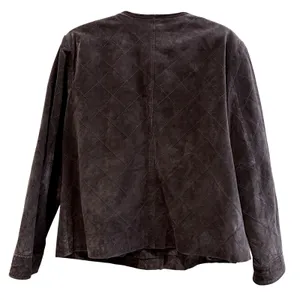 Chico's Brown Leather Quilted Button Front Jacket Coat Size‎ 16 (3) Women's thumbnail 4