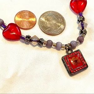Purple red pressed flower choker thumbnail 4