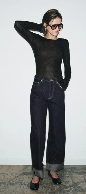 Zara‎ ZW Collection Mid Rise Baggy Jeans US 6 thumbnail 1