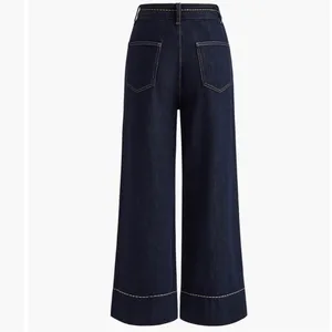 Commense Wide Leg Jeans Pants Vintage Style Denim Navy Blue Dark Wash NEW NWT XL thumbnail 2
