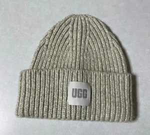 Women's UGG Beige Ribbed Knit Beanie Hat One Size thumbnail 1