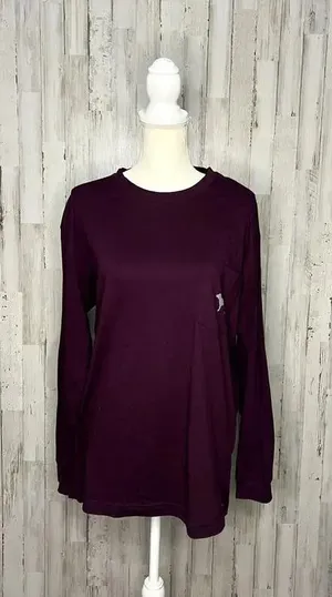 Victoria's Secret PINK Women's Maroon‎ Long Sleeve Pullover Shirt Size Small thumbnail 1