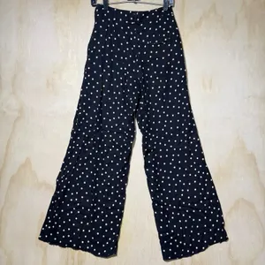 H&M Polka Dot Wide Leg Pants Women's US 6 Black High Rise Flowy Palazzo thumbnail 8
