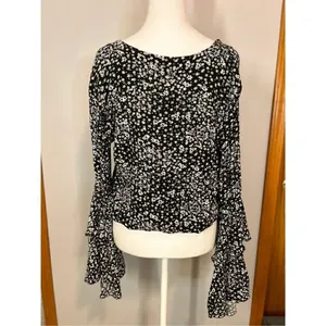 Intimately‎ Free People boho ruffle sleeve lace bodysuit size S BIN P thumbnail 3