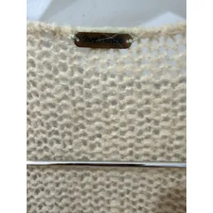 Free People Sz M Cardigan Toggle Closure Will Blend Tan Blue Metallic Waterfall‎ thumbnail 3