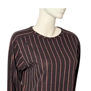 Zara Black and red pin striped knit long sleeve sweatshirt top thumbnail 5