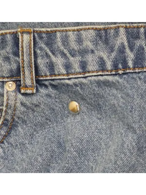 NEW Future Collective Womens Mid-Rise Studded Barrel Leg Jeans Blue Denim 18 thumbnail 9
