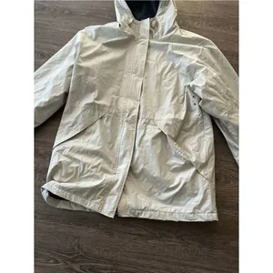 Outbrook Fleece Lined Rain Jacket Womens Medium Cream Hooded Utility Coat thumbnail 4