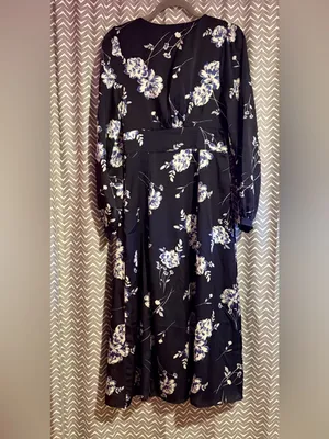 Lulus | Beautiful Details Navy Blue Floral Long Sleeve Midi Dress, M thumbnail 7
