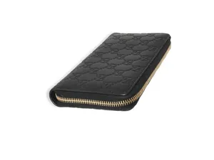Gucci Black Embossed GG Zip Wallet with Gold Hardware thumbnail 2