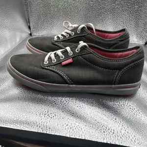 Vans‎ Women's Size 8 Gray Canvas Lace-Up Sneakers Pink Lining Casual Shoes thumbnail 9