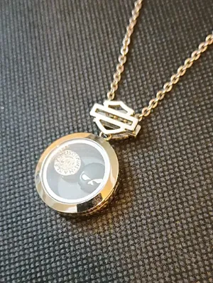 Harley Davidson Silver-tone Round Locket Necklace with Charms thumbnail 3