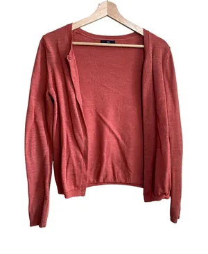 Gap wool blend peach coral open front cardigan women's size SP knit‎ sweater thumbnail 1