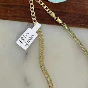 14K Gold Plated XP Unisex Chain Necklace Cross‎ Pendant 18in Curb Link thumbnail 3
