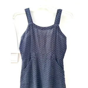 Mata Traders Navy Dot Pinafore Dress Small S Overall Apron Midi Cottagecore Mod thumbnail 4