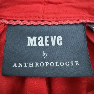 Anthropologie Maeve Wendy Tiered Maxi Dress Red Jacquard Tie Neck‎ Large Cottage thumbnail 8