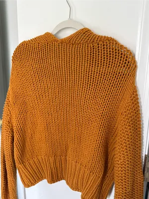 Free People Chunky Knit Cropped Cardigan Sweater - Orange thumbnail 5