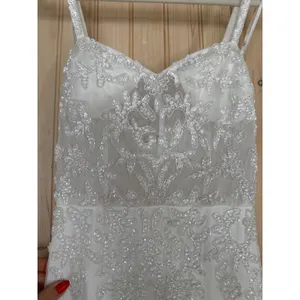 NWT Lulus Momentous Love White Beaded Bustier Mesh Mermaid Maxi Dress Bride XS thumbnail 7