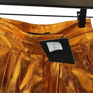 Kimberly Goldson Lizzie Metallic Faux‎ Leather Shorts Copper 0 Orange thumbnail 6
