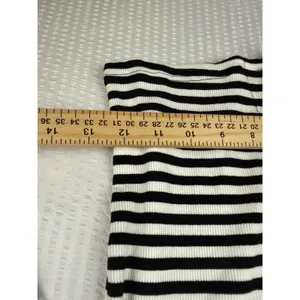 Qinsen Womens Striped Ribbed Knit Button Front Long Sleeve Cardigan Top Black S thumbnail 7