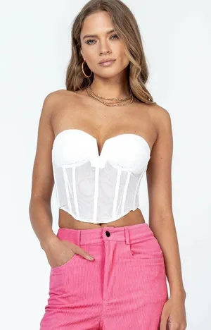Princess Polly White Mesh Corset Top thumbnail 2