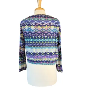 dELiA*s Geometric Multicolor Long Sleeve Top Medium Purple thumbnail 2