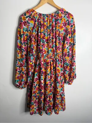Boho Floral Dress Long Sleeve‎ Babydoll Smocked Large Whimsigoth Cottagecore thumbnail 3