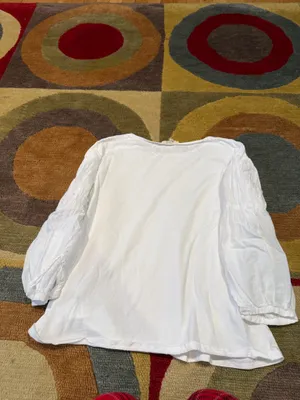 Madewell White Puff Sleeve 3/4 Sleeve Tee Shirt Top Women’s Size Medium thumbnail 4