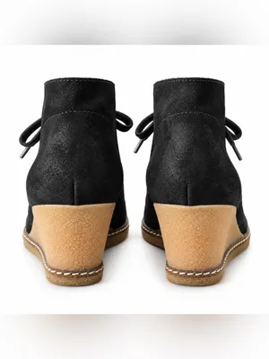 J.Crew Black Suede Lace Up Wedge Ankle Booties Size 7.5 thumbnail 5