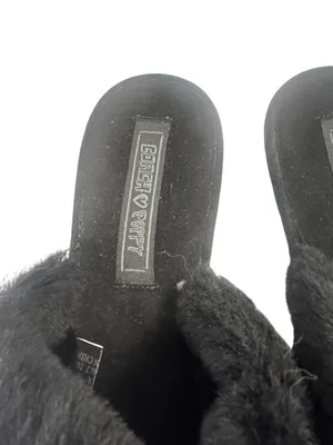 Vintage Coach Poppy Jayda Black Signature C Jacquard Fur Slippers Bows Y2K thumbnail 5
