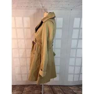 ASOS Tan Cotton Twill Double Breasted Belted Classic Trench Coat Size 2 thumbnail 6