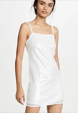 Stuad White Sequin Mini Dress sz 8 thumbnail 2
