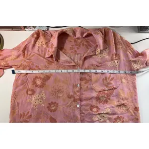 Z Supply Floral Button Down‎ Shirt Pink Rayon Long Sleeve Cottagecore Small thumbnail 6