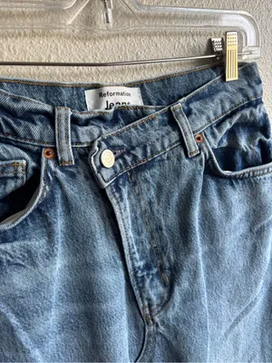 Denim Midi Skirt with Front Slit thumbnail 3