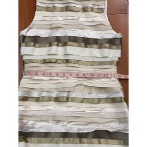 Alice + Olivia Dress Women Cream Gold Silk Tiered Ribbon‎ Mini Size 4 thumbnail 6