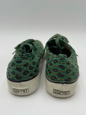 Esprit Vtg 90s Canvas Low Top Sneakers Green w/paisley AOP Print Women’s Sz 6 thumbnail 3