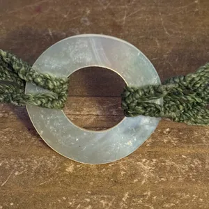 Green macrame mother of pearl choker necklace thumbnail 3