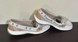 Sperry Top Sider size 7 Womens Beige White Leather Boat Shoes thumbnail 2