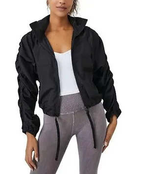 Free People Movement NWT Black Ruched Out Packable Jacket. Size Small thumbnail 1