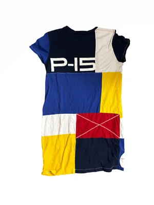 Polo Colorblock Patchwork Women's-Shirt Dress - Red/Blue/Yellow thumbnail 2