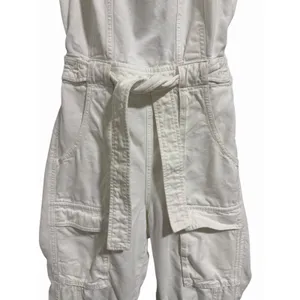 Free People Go West Jean‎ Denim Overall Jumpsuit Zinc White Women's Size Small thumbnail 7