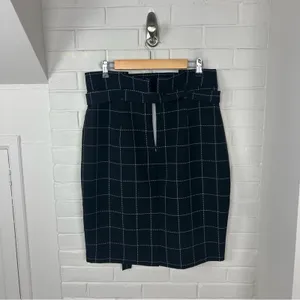 Liz Claiborne Career Black Windowpane Tie Waist Skirt Size 14 thumbnail 7