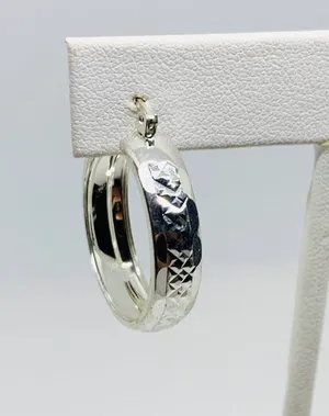 Stamped Sterling Silver 925 Women’s Hoop Earrings ❤️ Aretes Argolla de Mujer thumbnail 6