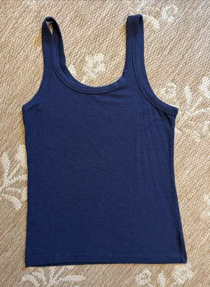 aerie Navy Ribbed Tank Top thumbnail 1