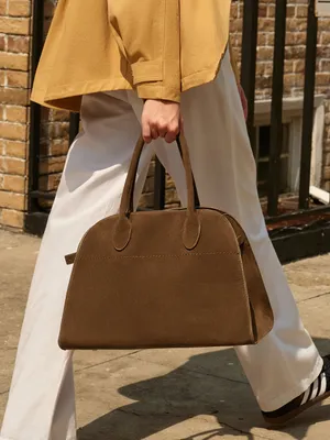 COMMENSE Retro Side Buckle Top Handle Tote Bag Brown Gold NWOT Sold Out thumbnail 1
